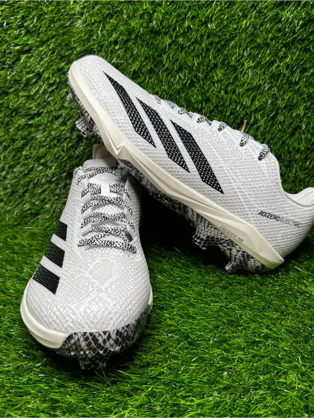 Size 13 - Adidas Adizero Electric 2.0 TPU Football Cleats White Snakeskin JR7817